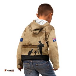 Australia ANZAC Day Kid Hoodie HMAS Sydney I Chatham Class Light Cruiser