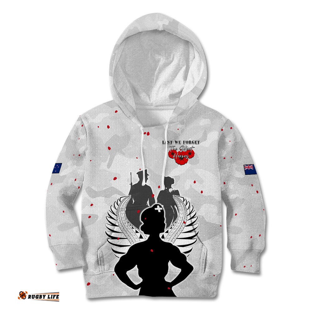 New Zealand ANZAC Day Kid Hoodie For The Nurse Lest We Forget