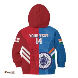 Custom India And England Cricket Kid Hoodie 2024 Together Dynamic Version