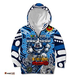 Custom NAIDOC Week 2024 Bulldogs Kid Hoodie Mascot Rugby