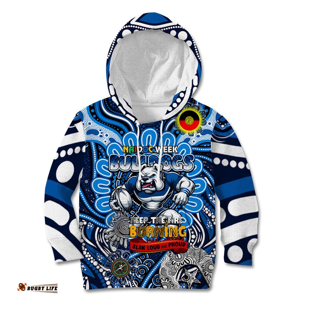Custom NAIDOC Week 2024 Bulldogs Kid Hoodie Mascot Rugby