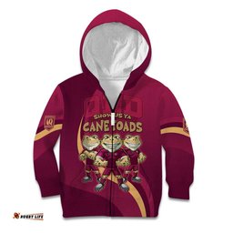Custom QLD Maroons Cane Toad Kid Hoodie Queensland Origin No3