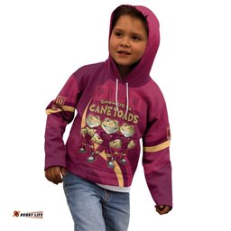 Custom QLD Maroons Cane Toad Kid Hoodie Queensland Origin No3