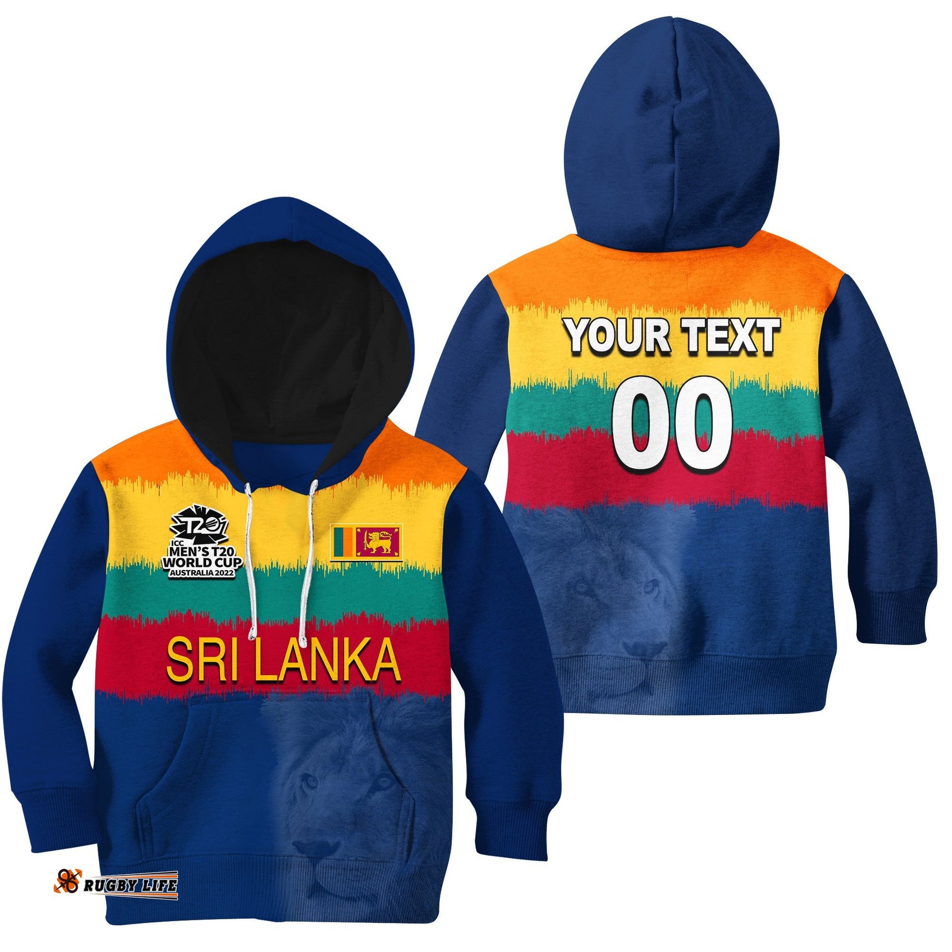 Custom Personalised And Number Sri Lanka Cricket Men's World Cup Hoodie KID