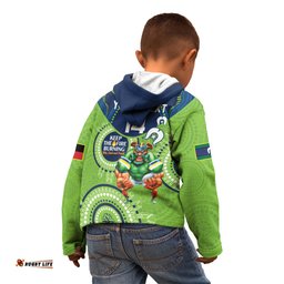 Custom NRL Raiders NAIDOC Week Kid Hoodie Keep The Fire Burning Indigenous Art