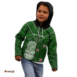 Custom Text And Number Aotearoa Rugby Kid Hoodie All Stars New Zealand Tiki Maori