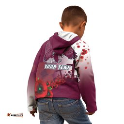 Custom Sea Eagle Rugby ANZAC Kid Hoodie The Military Soldiers with Red Poppy