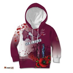 Custom Sea Eagle Rugby ANZAC Kid Hoodie The Military Soldiers with Red Poppy