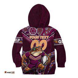 Personalised Queensland Maroons Kid Hoodie Mascot Rugby League