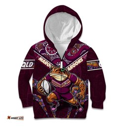 Personalised Queensland Maroons Kid Hoodie Mascot Rugby League