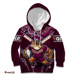 Personalised Queensland Maroons Kid Hoodie Mascot Rugby League