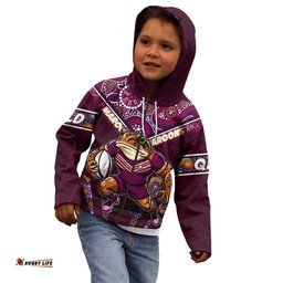 Personalised Queensland Maroons Kid Hoodie Mascot Rugby League