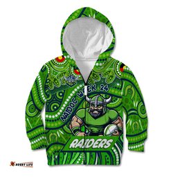 Custom Australia NAIDOC Week 2024 Kid Hoodie Canberra Raiders Mascot Keep The Fire Burning