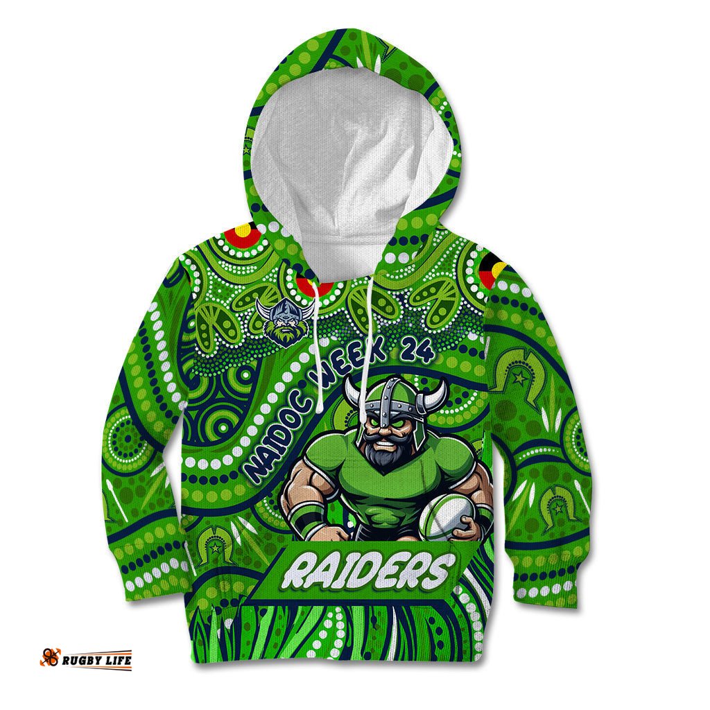 Custom Australia NAIDOC Week 2024 Kid Hoodie Canberra Raiders Mascot Keep The Fire Burning