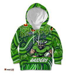 Custom Australia NAIDOC Week 2024 Kid Hoodie Canberra Raiders Mascot Keep The Fire Burning