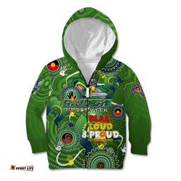 Personalised NAIDOC Week 2024 Raiders Kid Hoodie Australia Fire Burning
