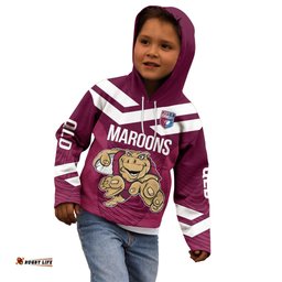 Custom Queensland Rugby Kid Hoodie Maroons Cane Toad Origin Sporty