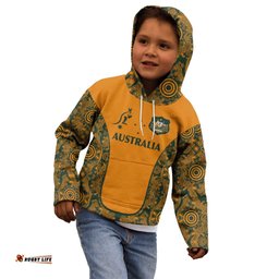 Custom Australia Rugby Championship 2024 Kid Hoodie Aboriginal Art Tattoo Pattern