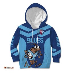 Custom New South Wales Rugby Kid Hoodie Blues Cockroach Origin Sporty