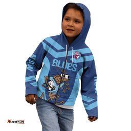 Custom New South Wales Rugby Kid Hoodie Blues Cockroach Origin Sporty