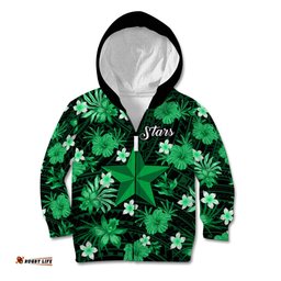 Australian Stars Cricket Kid Hoodie Baeuty Pacific Hibiscus and Polynesian Pattern