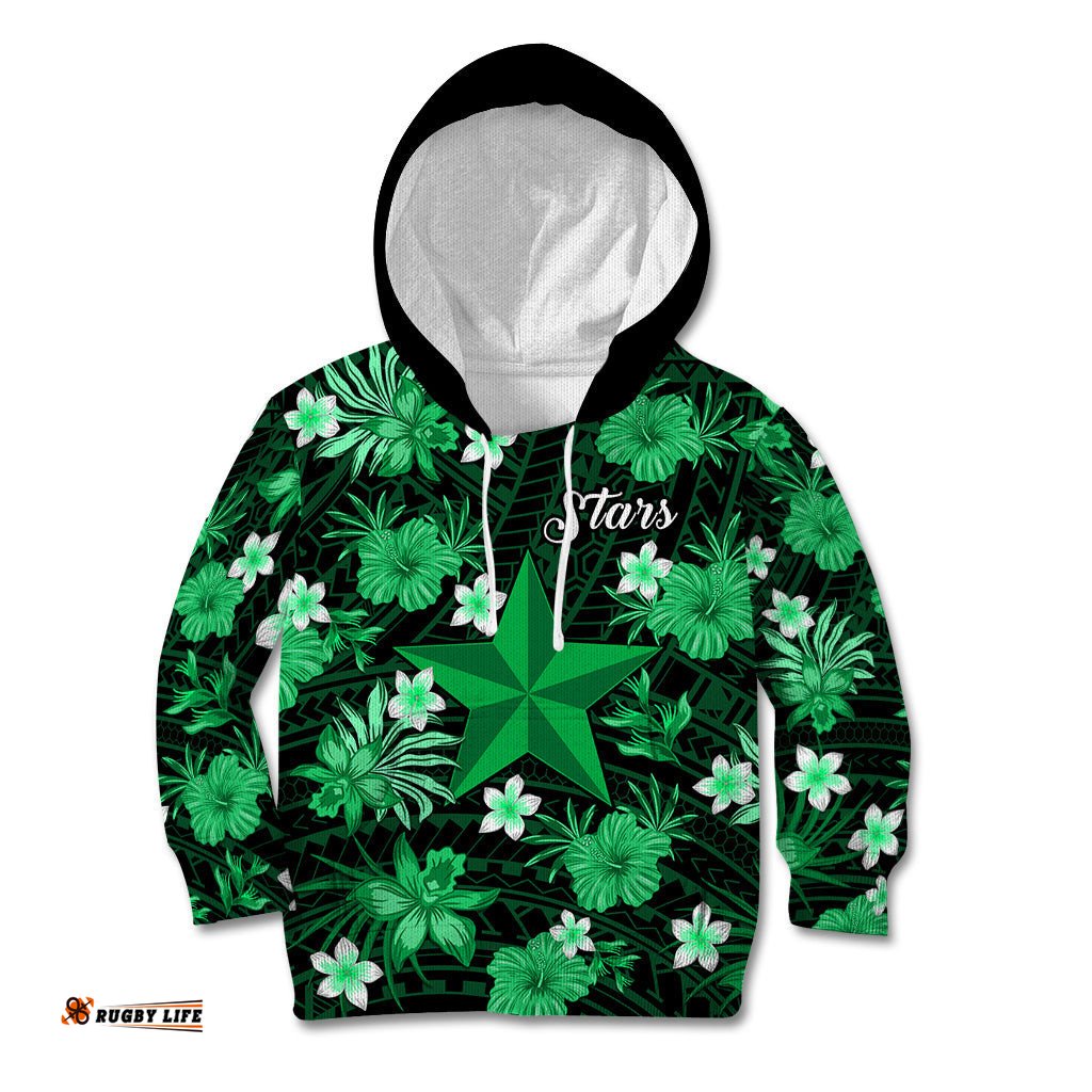 Australian Stars Cricket Kid Hoodie Baeuty Pacific Hibiscus and Polynesian Pattern