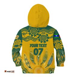 Custom Socceroos NAIDOC Week 2024 Kid Hoodie Indigenous Burning Fire National Colors
