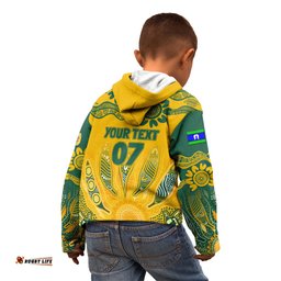Custom Socceroos NAIDOC Week 2024 Kid Hoodie Indigenous Burning Fire National Colors