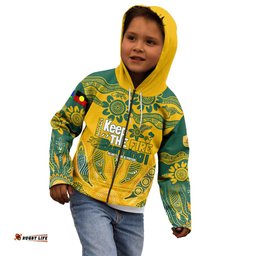 Custom Socceroos NAIDOC Week 2024 Kid Hoodie Indigenous Burning Fire National Colors