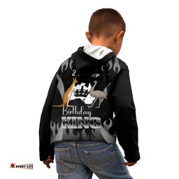 Australia King Birthday Kid Hoodie Australian Map With Crown Black Version
