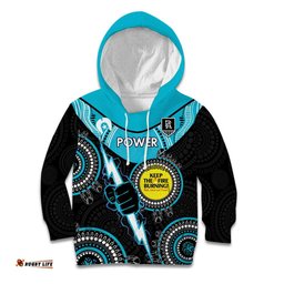 Custom AFL Power NAIDOC Week Kid Hoodie Keep The Fire Burning Indigenous Art