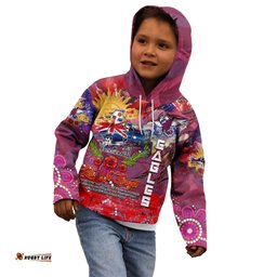 Personalised Australia Rugby Sea Eagles ANZAC Kid Hoodie Manly Warringah Scratch Style