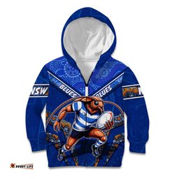 Personalised NSW Blues Kid Hoodie Mascot Rugby League