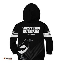Western Suburbs Magpies Rugby Kid Hoodie Simple Style