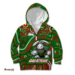 Custom Australia NAIDOC Week 2024 Kid Hoodie Rabbitohs Mascot Keep The Fire Burning