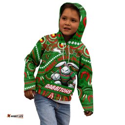 Custom Australia NAIDOC Week 2024 Kid Hoodie Rabbitohs Mascot Keep The Fire Burning
