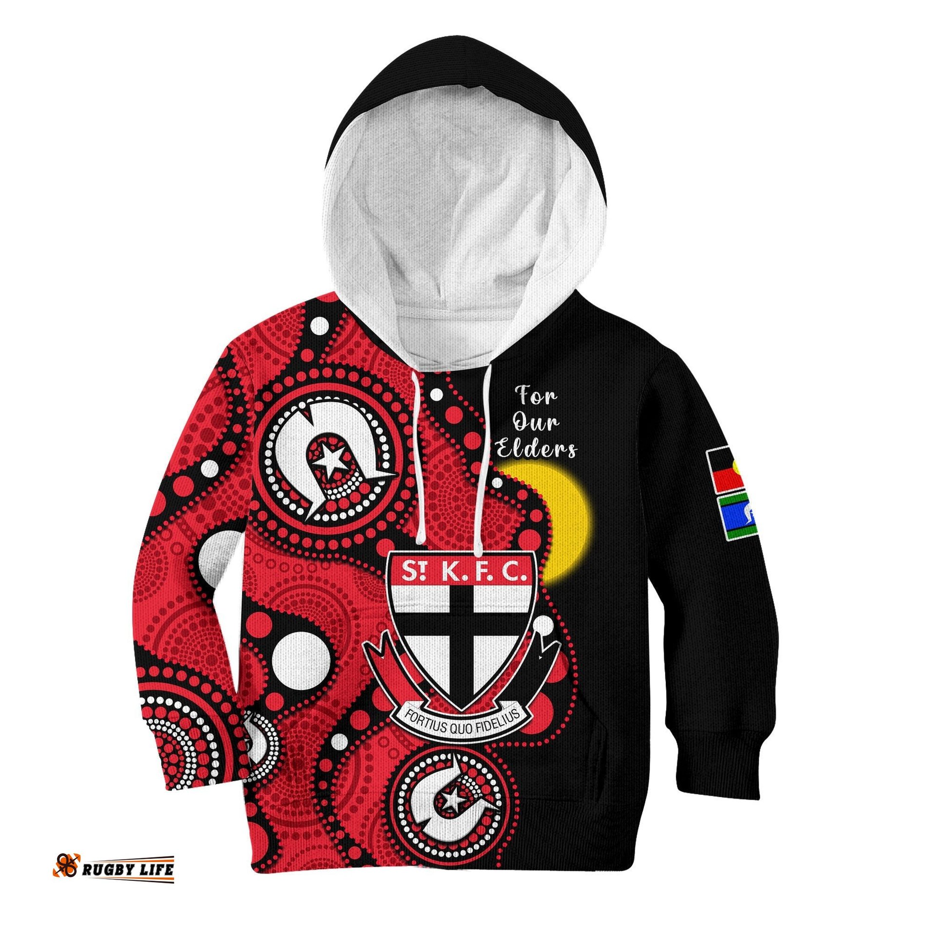St Kilda Football NAIDOC Hoodie KID Saints Indigenous For Our Elders