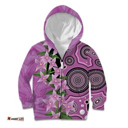 Australia Boronia Kid Hoodie Aussie Native Flowers Indigenous Art LT14