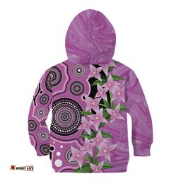 Australia Boronia Kid Hoodie Aussie Native Flowers Indigenous Art LT14