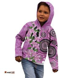 Australia Boronia Kid Hoodie Aussie Native Flowers Indigenous Art LT14