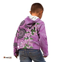 Australia Boronia Kid Hoodie Aussie Native Flowers Indigenous Art LT14