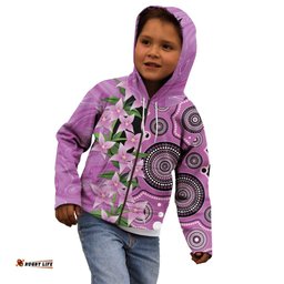 Australia Boronia Kid Hoodie Aussie Native Flowers Indigenous Art LT14