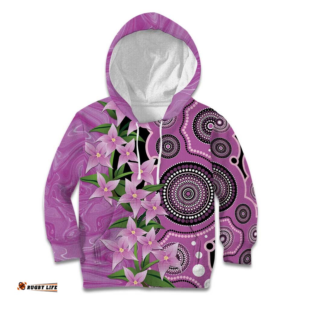 Australia Boronia Kid Hoodie Aussie Native Flowers Indigenous Art LT14