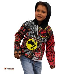 Aotearoa and Australia Toitu Te Tiriti Kid Hoodie Honour the Treaty - Stand Together Stand Stronger LT03