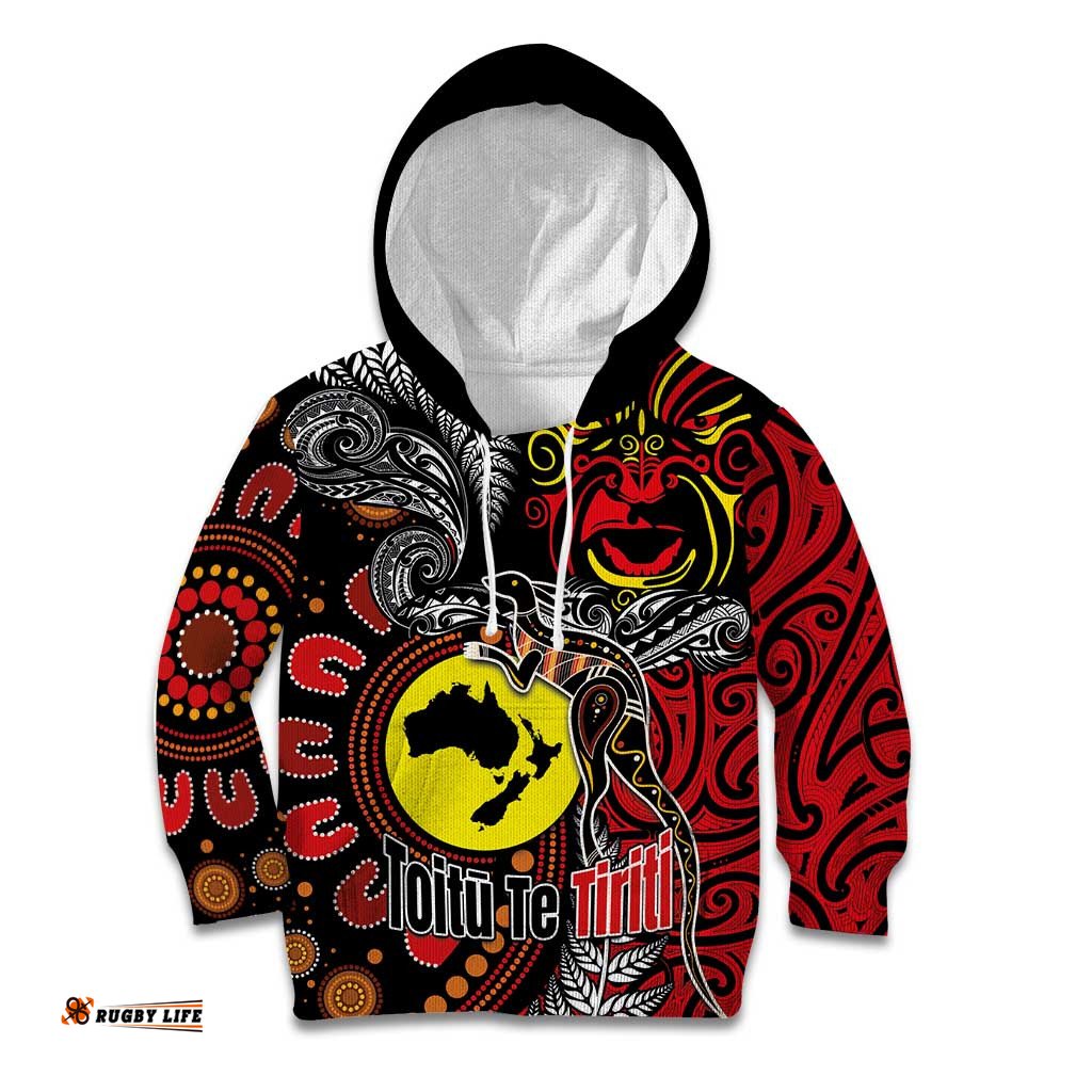 Aotearoa and Australia Toitu Te Tiriti Kid Hoodie Honour the Treaty - Stand Together Stand Stronger LT03