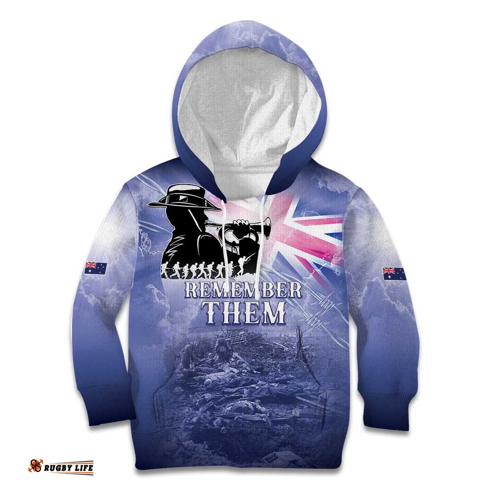 Australia ANZAC Day Kid Hoodie Battle Of Passchendaele Remember Them LT05