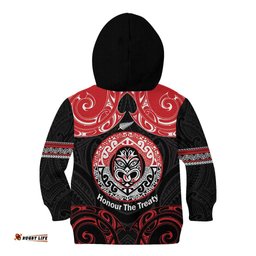 Aotearoa Toitu Te Tiriti Kid Hoodie Haka Tiki Honour The Treaty LT14
