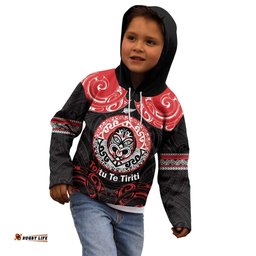 Aotearoa Toitu Te Tiriti Kid Hoodie Haka Tiki Honour The Treaty LT14