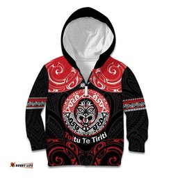 Aotearoa Toitu Te Tiriti Kid Hoodie Haka Tiki Honour The Treaty LT14