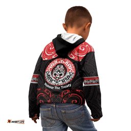 Aotearoa Toitu Te Tiriti Kid Hoodie Haka Tiki Honour The Treaty LT14